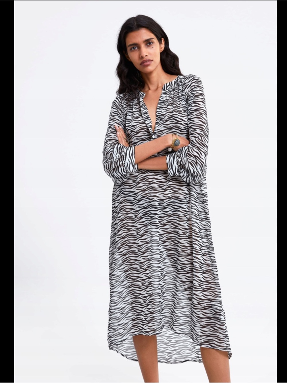 Zara Black and White Zebra Print Swim Coverup